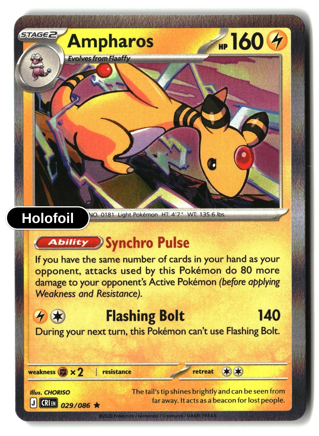 Ampharos - 029/086 - [CRI - ME04: Chaos Rising] - Holofoil
