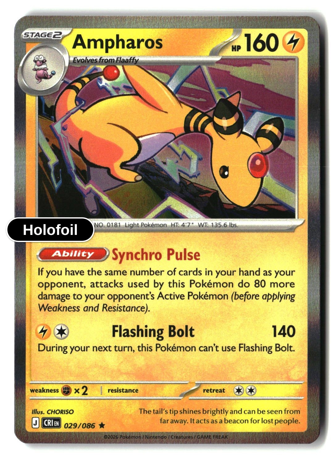 Ampharos - 029/086 - [CRI - ME04: Chaos Rising] - Holofoil