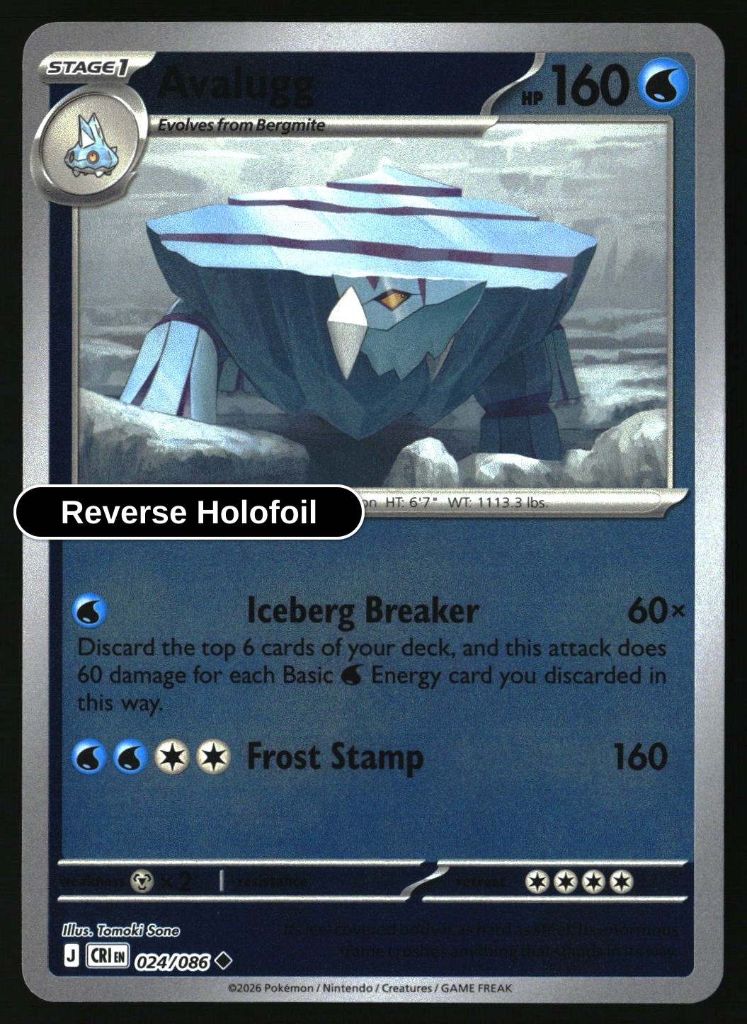 Avalugg - 024/086 - [CRI - ME04: Chaos Rising] - Reverse Holofoil