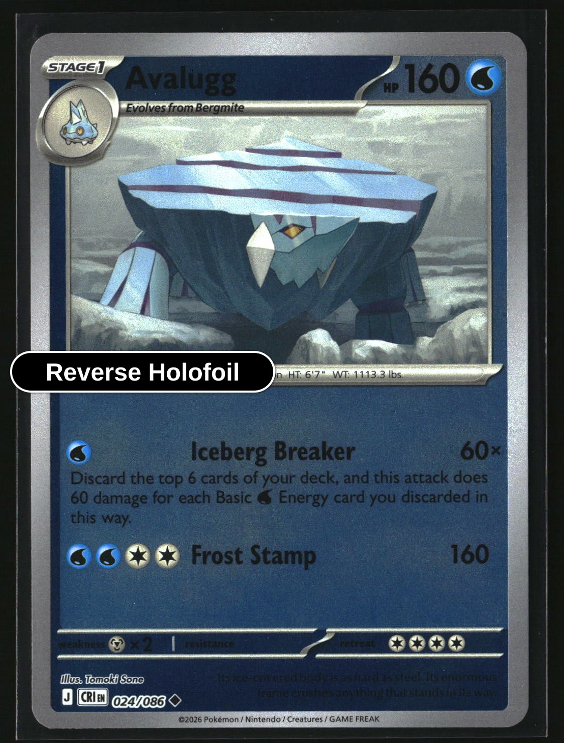 Avalugg - 024/086 - [CRI - ME04: Chaos Rising] - Reverse Holofoil
