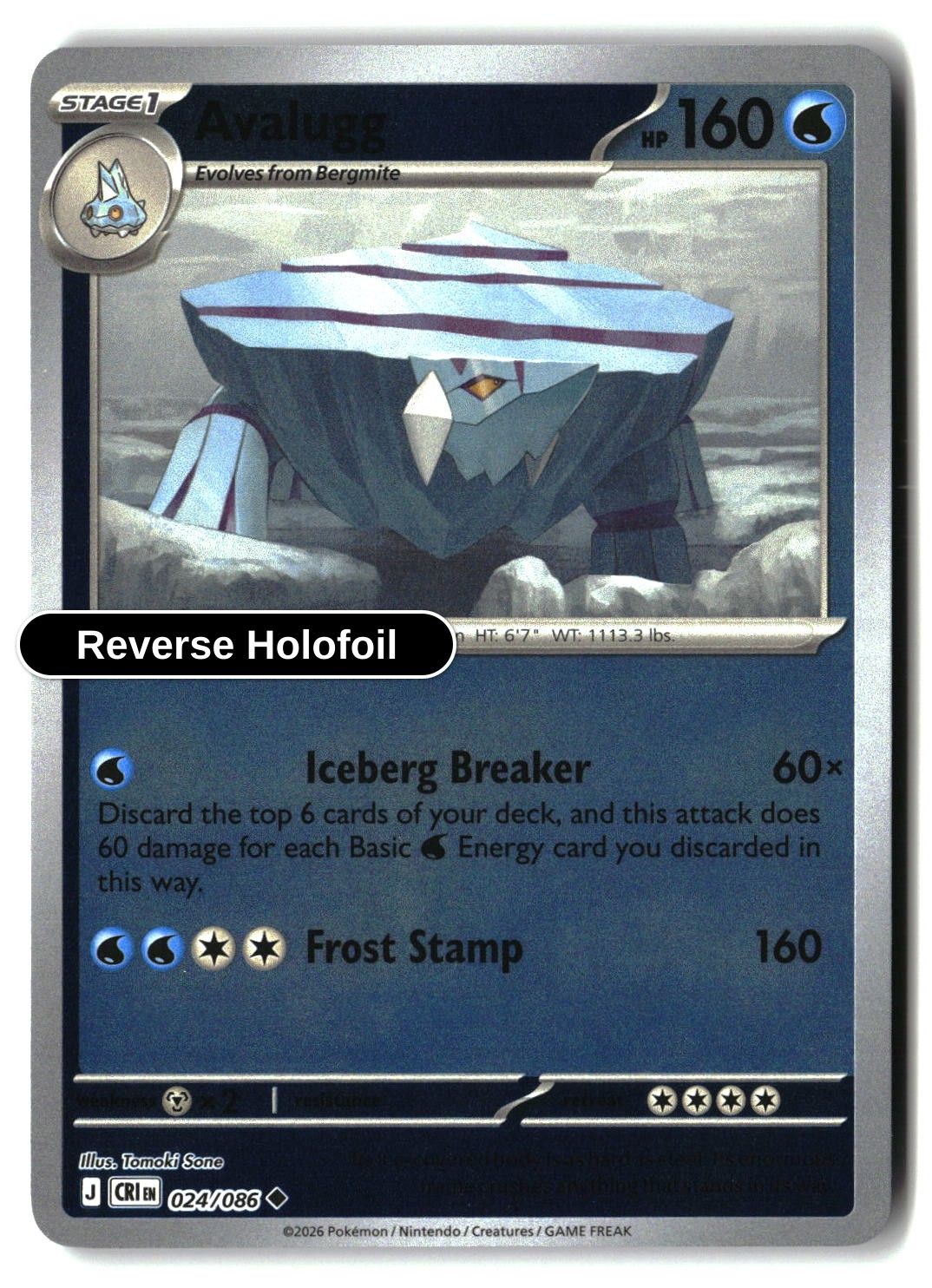 Avalugg - 024/086 - [CRI - ME04: Chaos Rising] - Reverse Holofoil