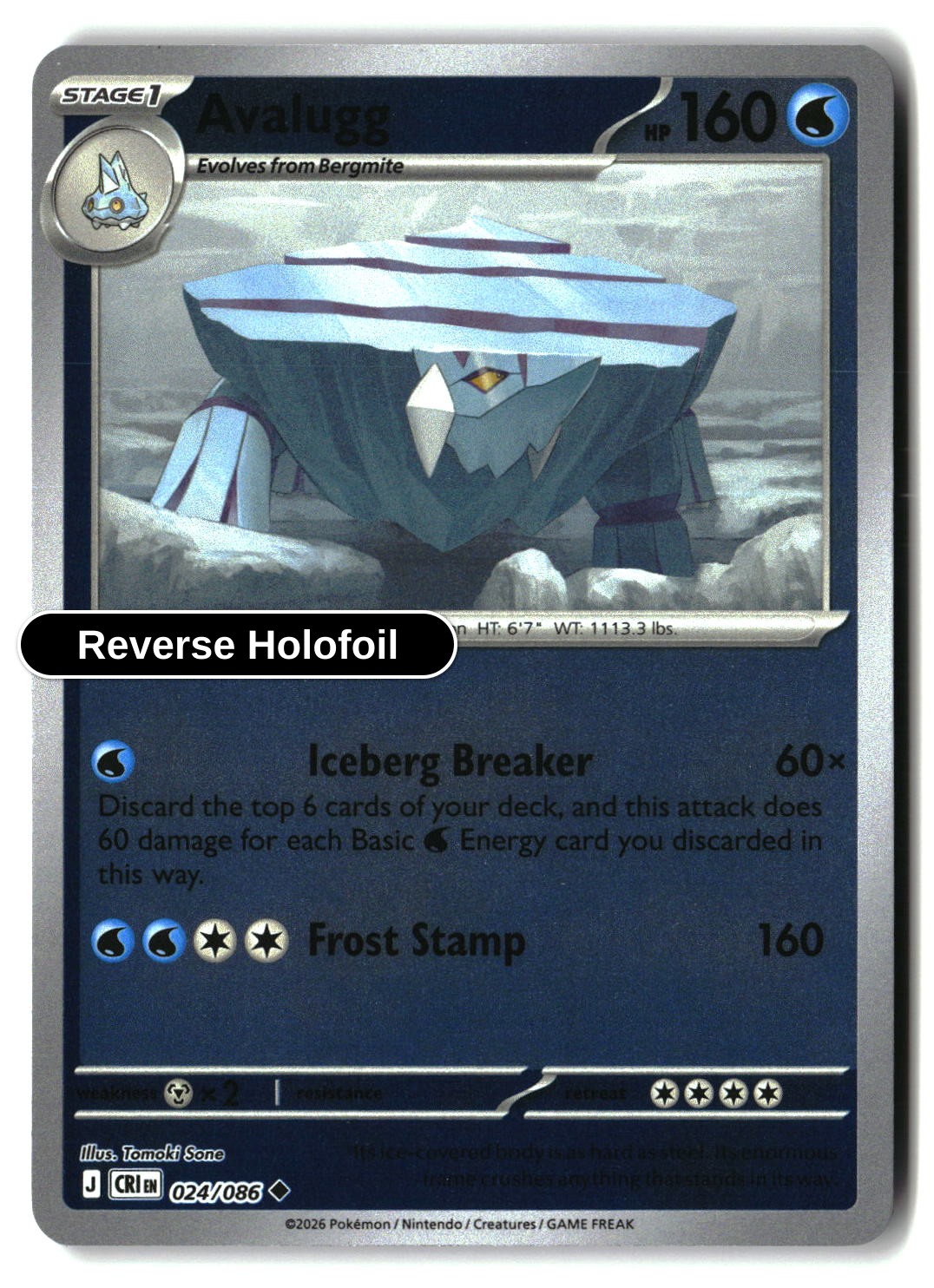 Avalugg - 024/086 - [CRI - ME04: Chaos Rising] - Reverse Holofoil