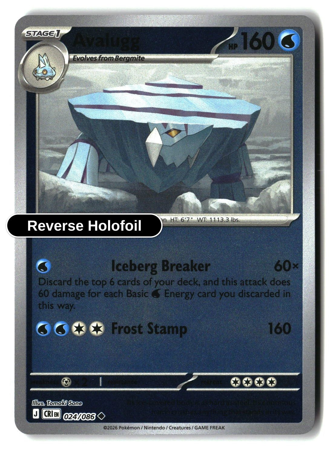 Avalugg - 024/086 - [CRI - ME04: Chaos Rising] - Reverse Holofoil