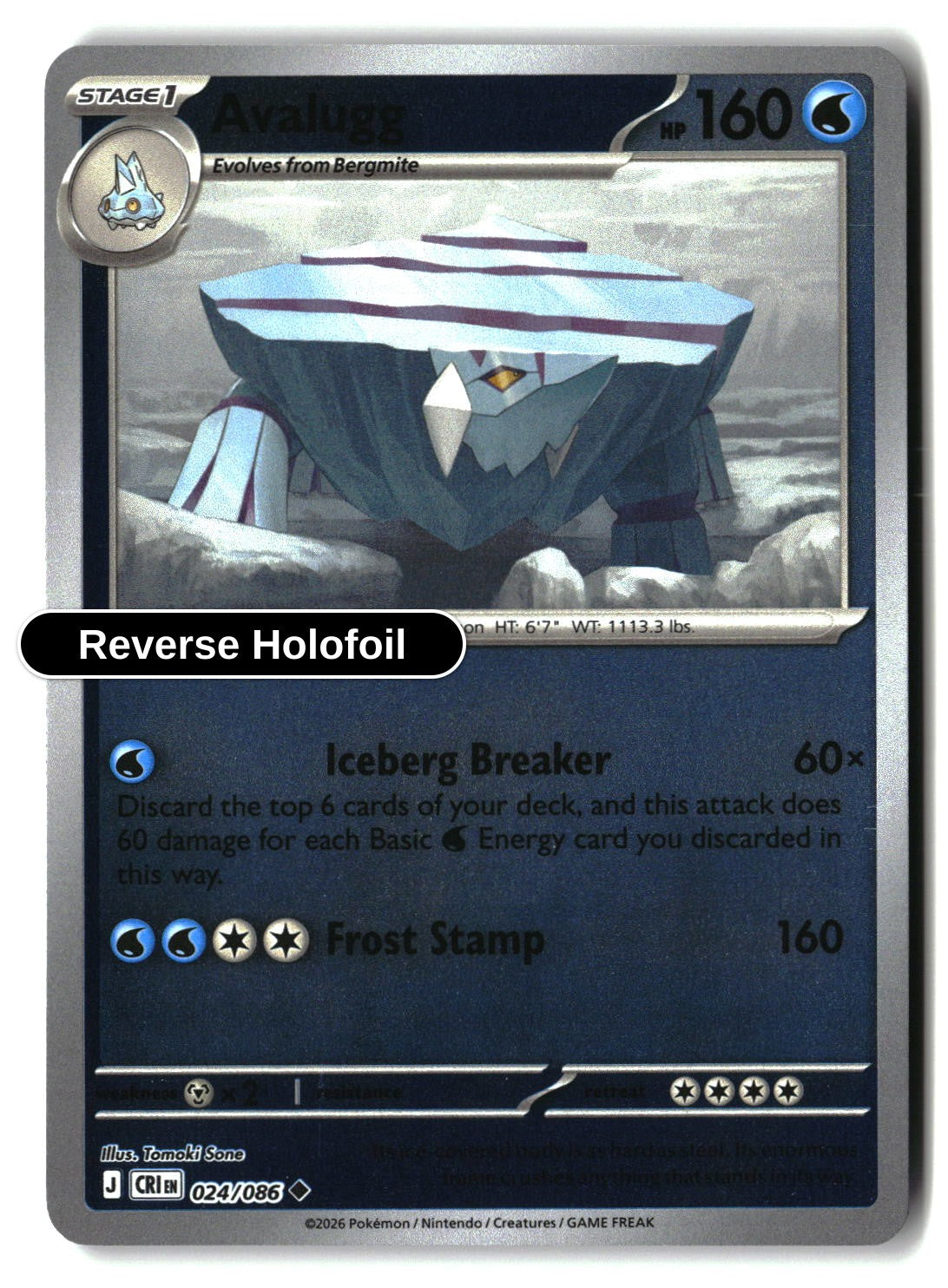Avalugg - 024/086 - [CRI - ME04: Chaos Rising] - Reverse Holofoil