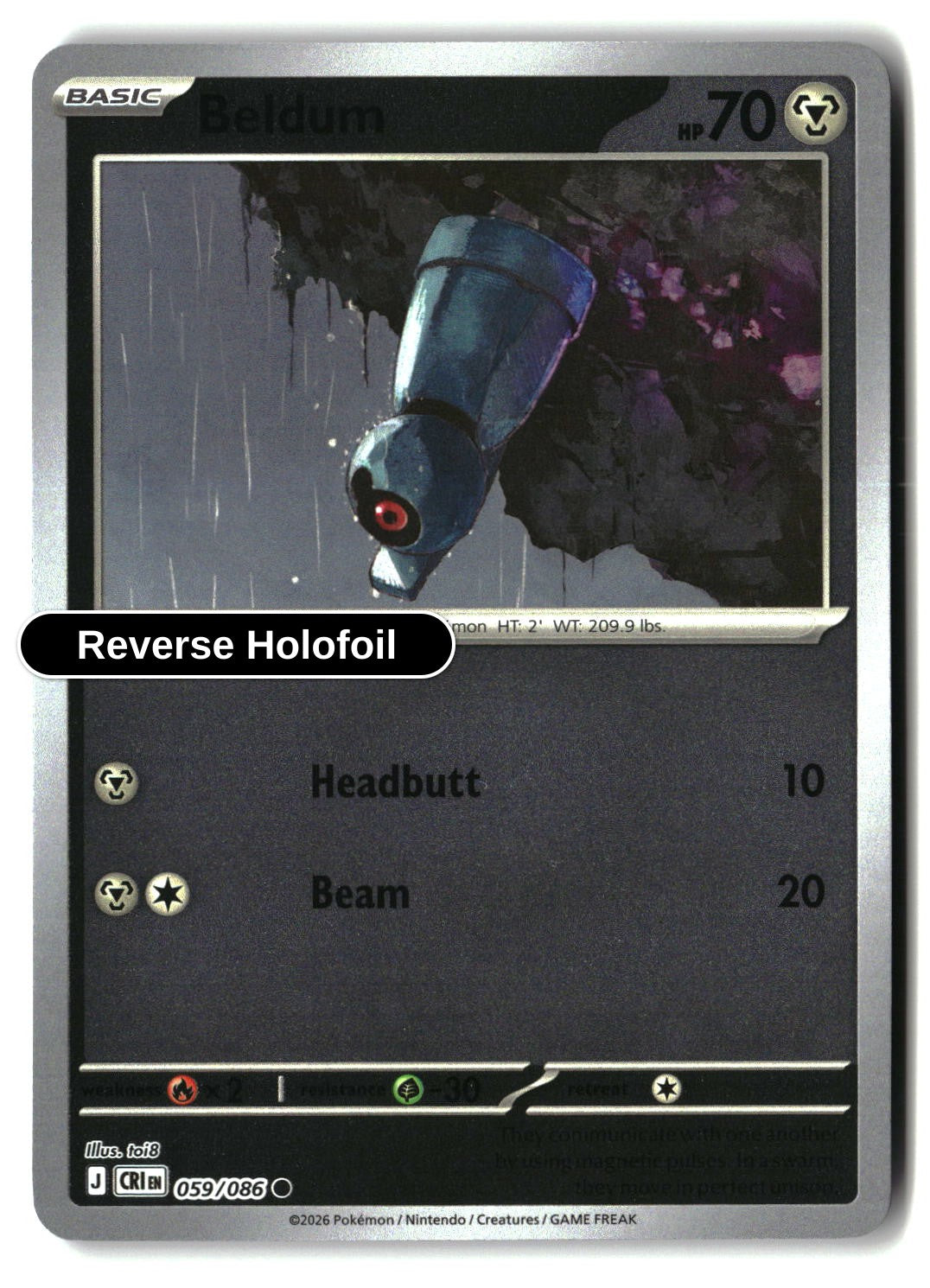 Beldum - 059/086 - [CRI - ME04: Chaos Rising] - Reverse Holofoil