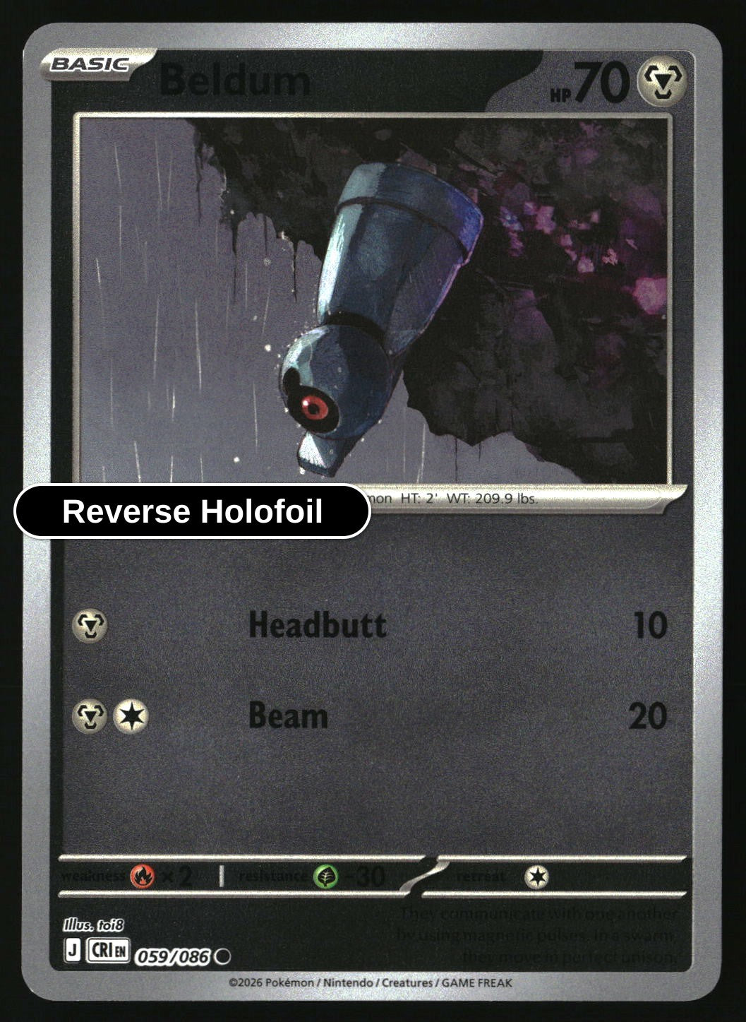 Beldum - 059/086 - [CRI - ME04: Chaos Rising] - Reverse Holofoil