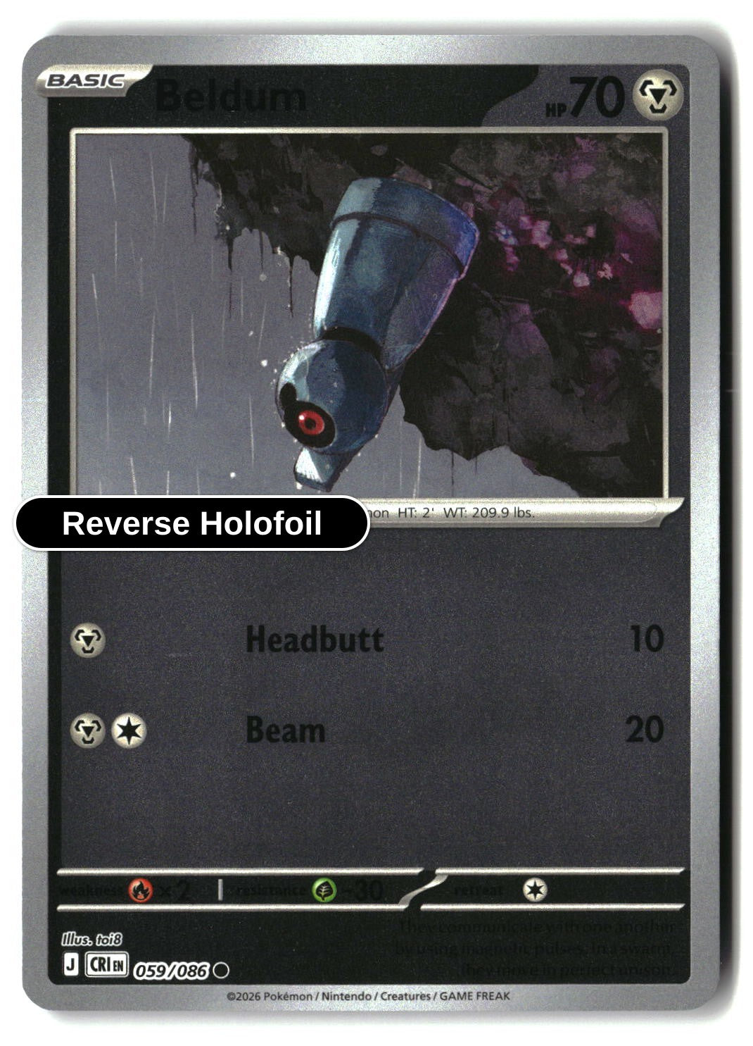 Beldum - 059/086 - [CRI - ME04: Chaos Rising] - Reverse Holofoil