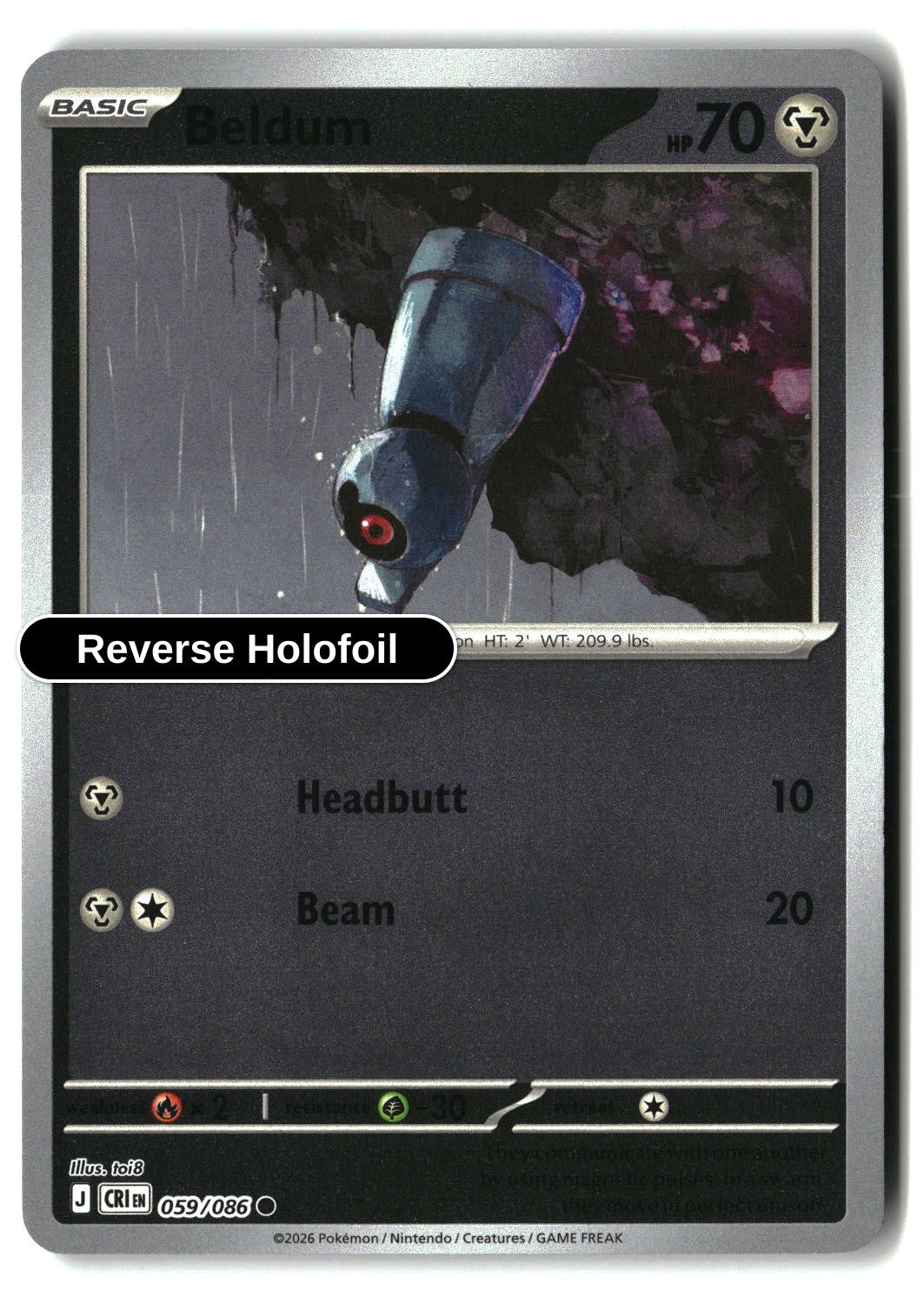 Beldum - 059/086 - [CRI - ME04: Chaos Rising] - Reverse Holofoil