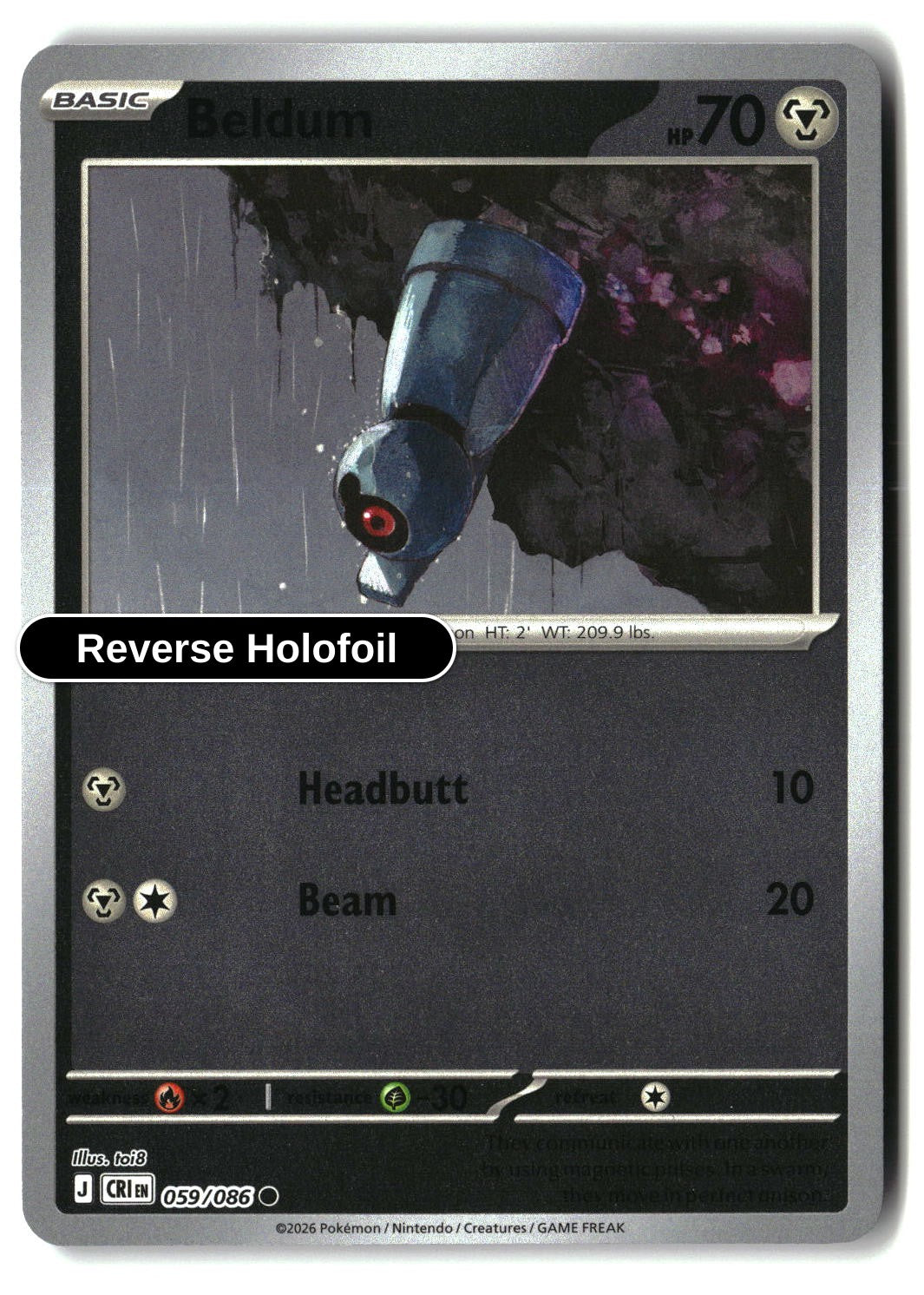 Beldum - 059/086 - [CRI - ME04: Chaos Rising] - Reverse Holofoil