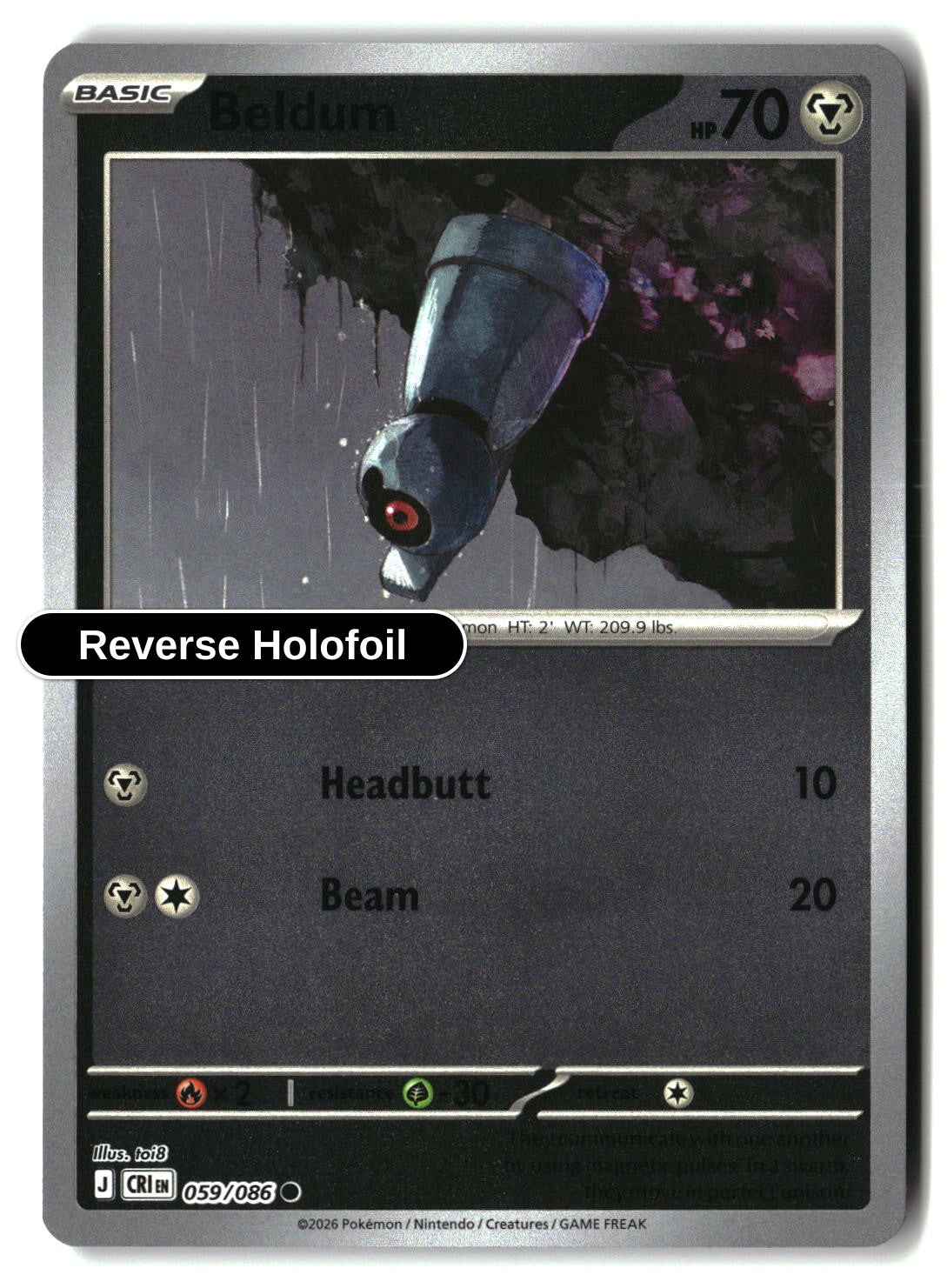 Beldum - 059/086 - [CRI - ME04: Chaos Rising] - Reverse Holofoil