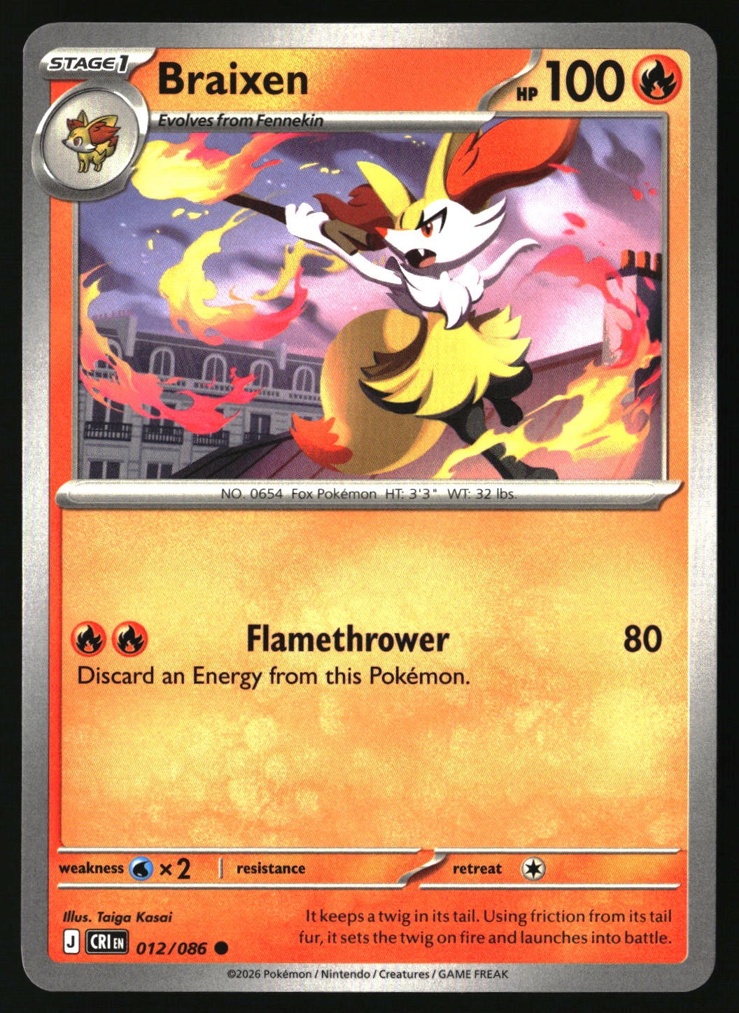 Braixen - 012/086 - [CRI - ME04: Chaos Rising]