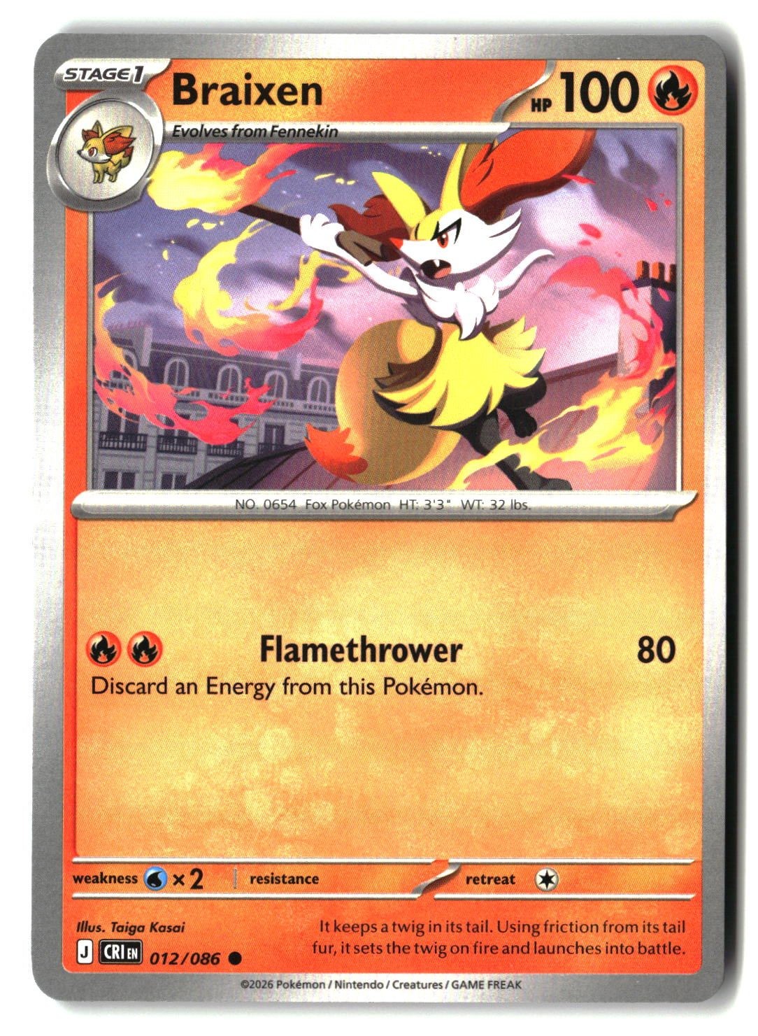 Braixen - 012/086 - [CRI - ME04: Chaos Rising]