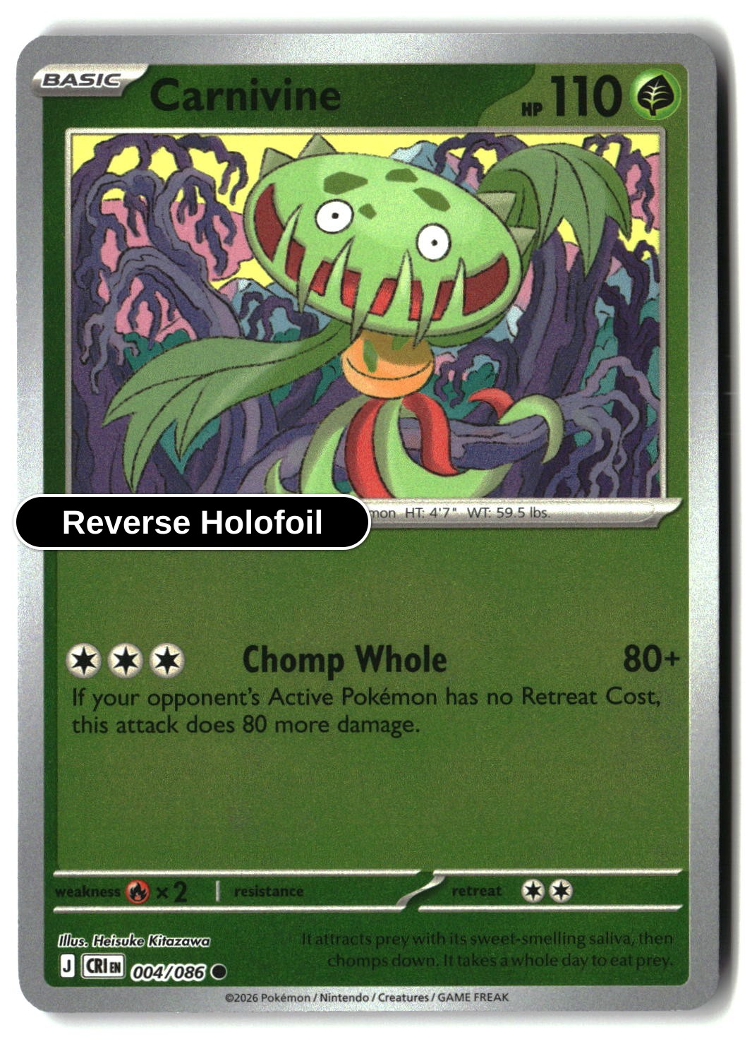 Carnivine - 004/086 - [CRI - ME04: Chaos Rising] - Reverse Holofoil