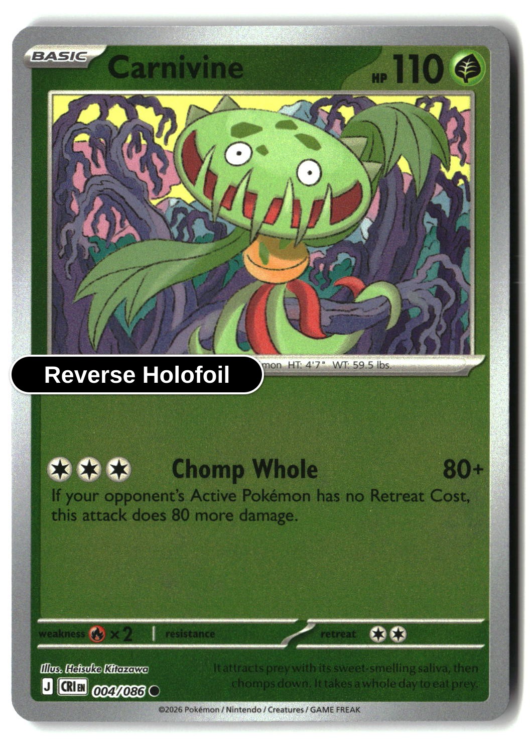 Carnivine - 004/086 - [CRI - ME04: Chaos Rising] - Reverse Holofoil
