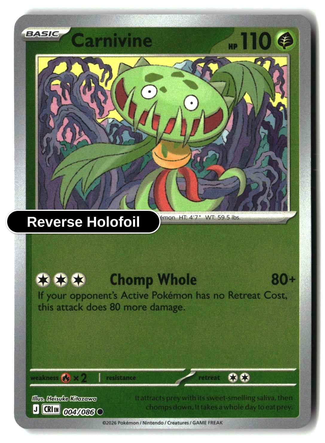 Carnivine - 004/086 - [CRI - ME04: Chaos Rising] - Reverse Holofoil