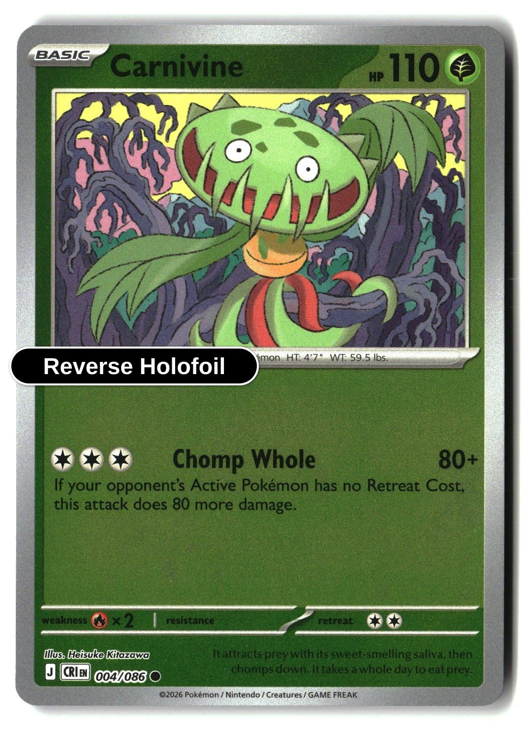 Carnivine - 004/086 - [CRI - ME04: Chaos Rising] - Reverse Holofoil