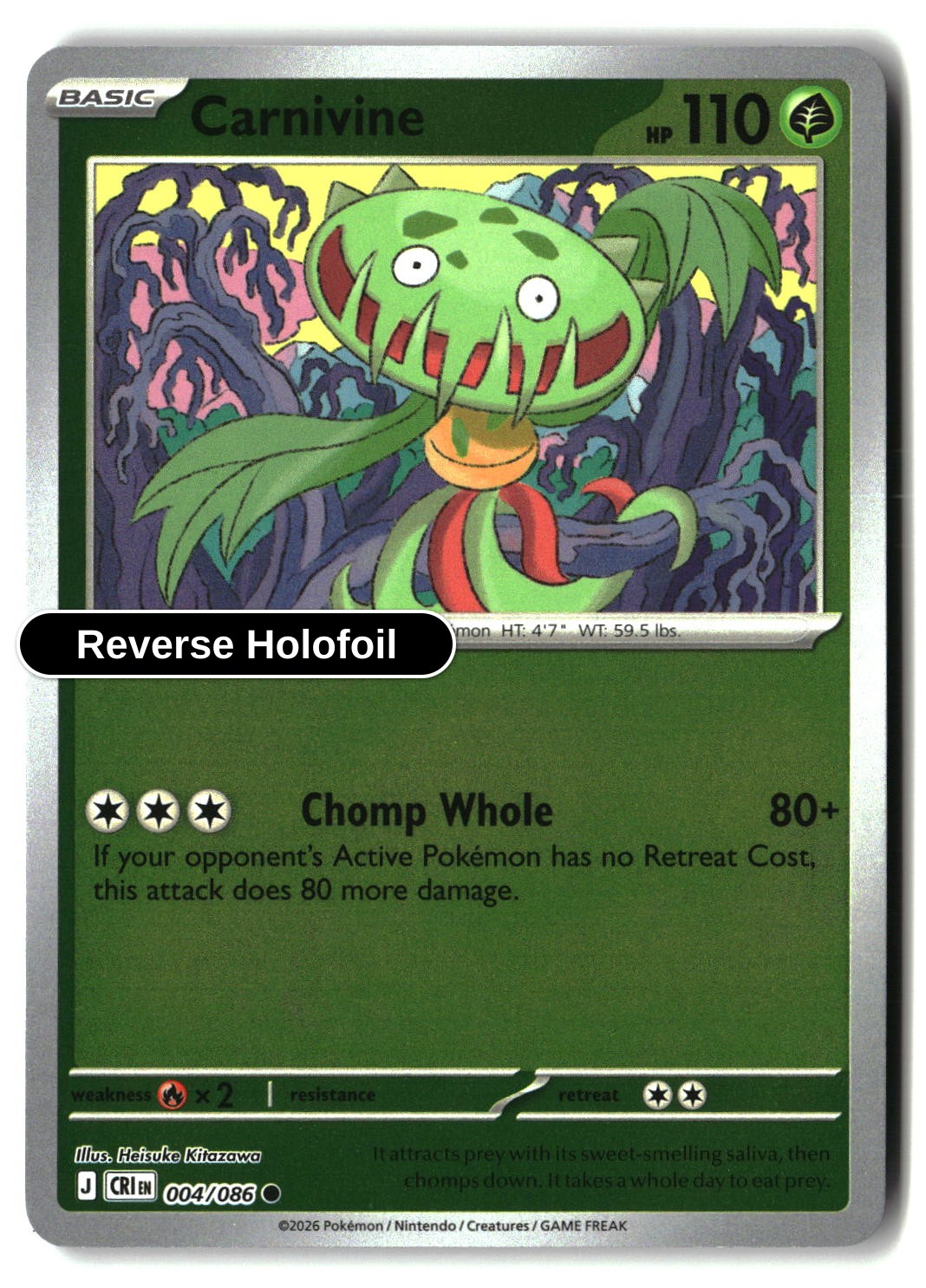 Carnivine - 004/086 - [CRI - ME04: Chaos Rising] - Reverse Holofoil