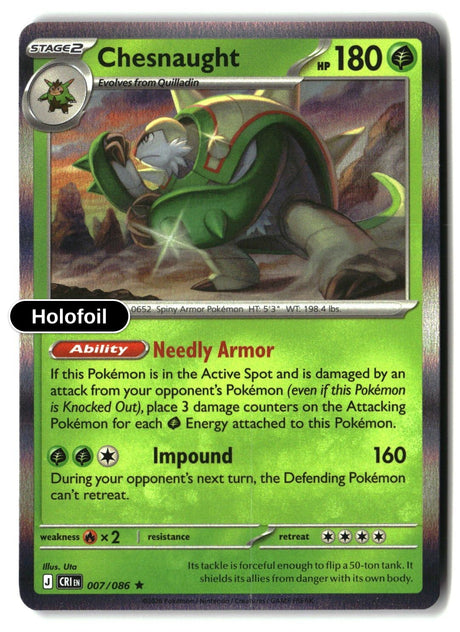 Chesnaught - 007/086 - [CRI - ME04: Chaos Rising] - Holofoil