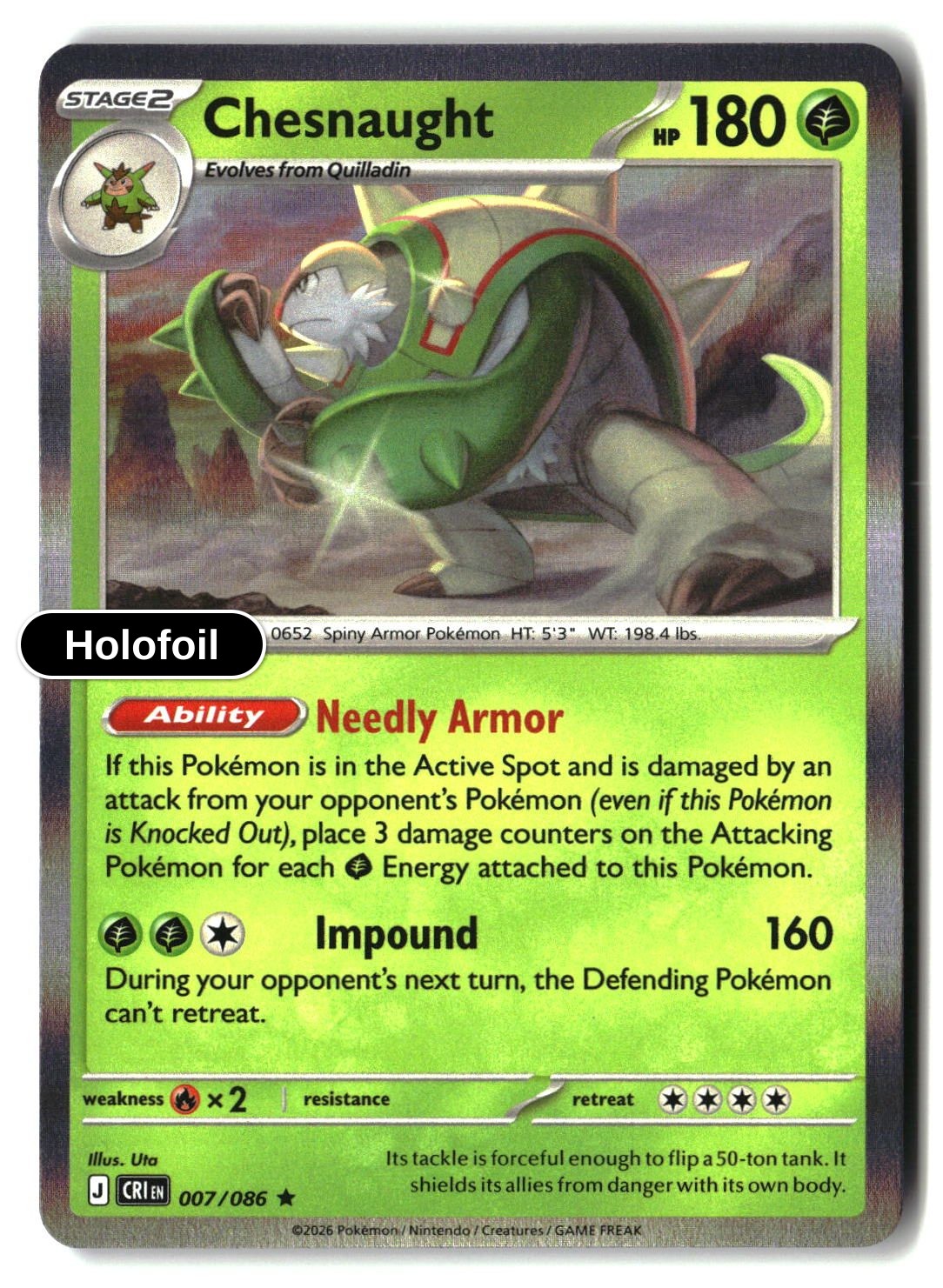 Chesnaught - 007/086 - [CRI - ME04: Chaos Rising] - Holofoil
