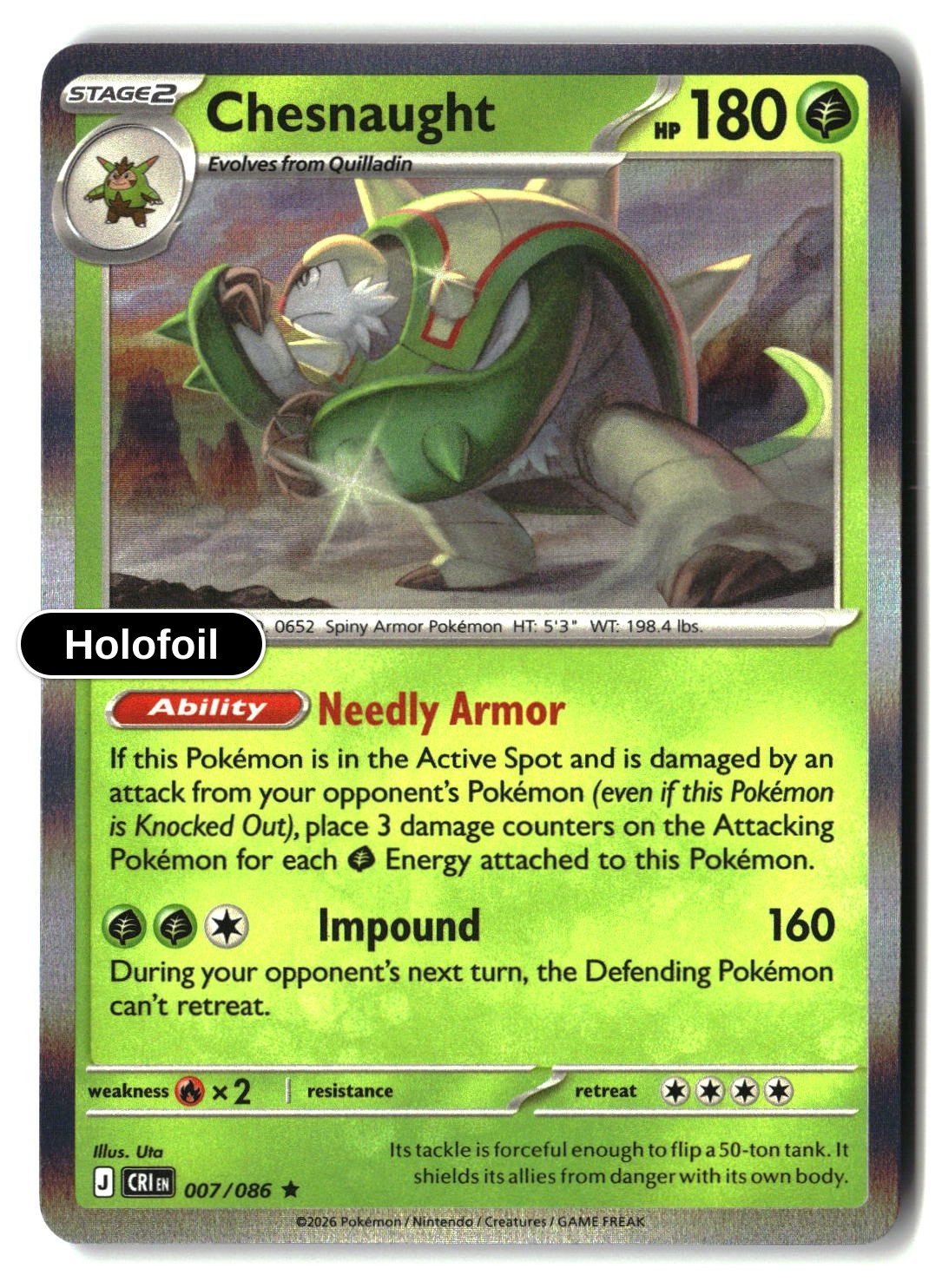 Chesnaught - 007/086 - [CRI - ME04: Chaos Rising] - Holofoil