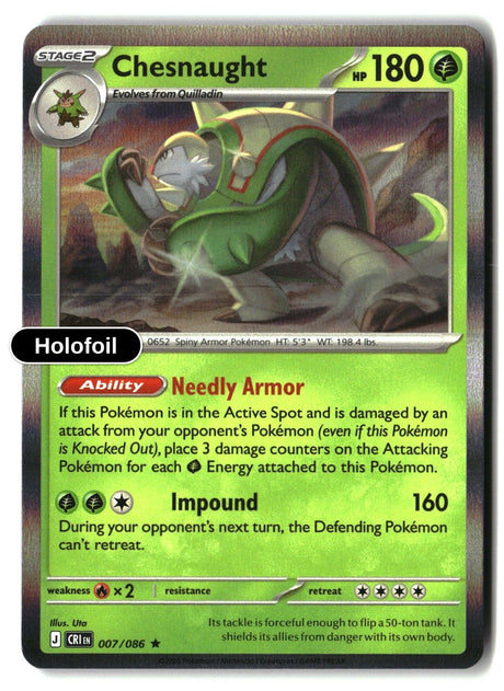 Chesnaught - 007/086 - [CRI - ME04: Chaos Rising] - Holofoil