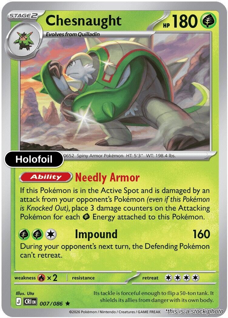 Chesnaught - 007/086 - [CRI - ME04: Chaos Rising] - Holofoil