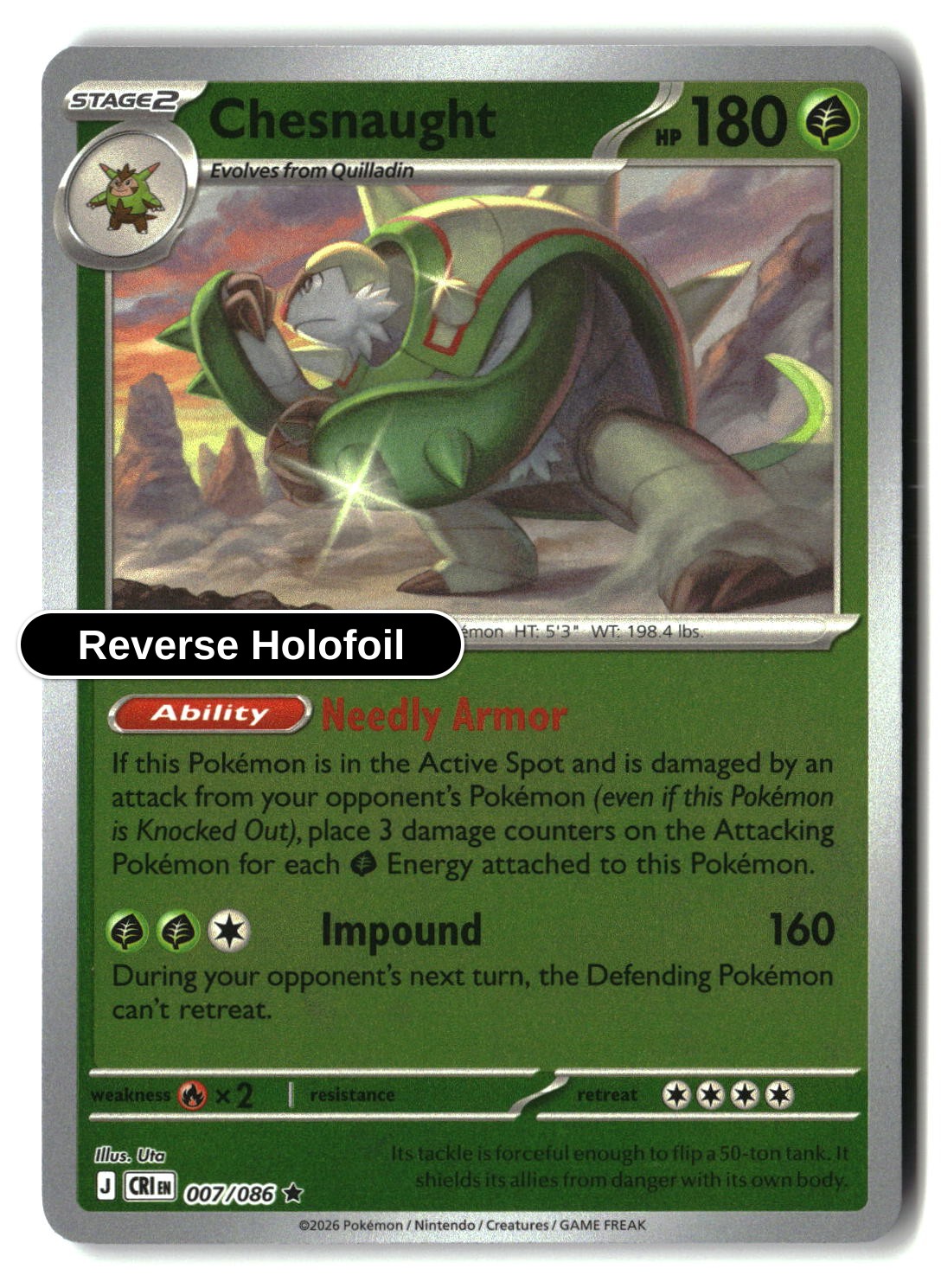 Chesnaught - 007/086 - [CRI - ME04: Chaos Rising] - Reverse Holofoil