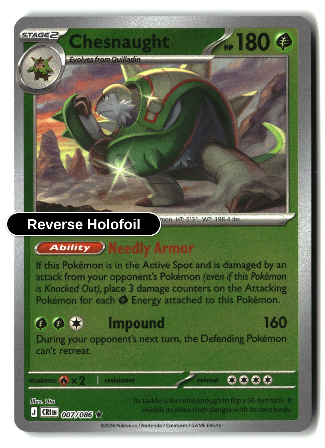 Chesnaught - 007/086 - [CRI - ME04: Chaos Rising] - Reverse Holofoil