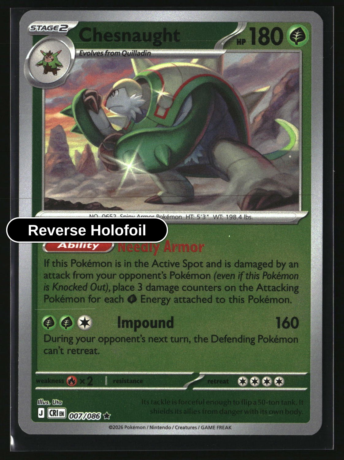 Chesnaught - 007/086 - [CRI - ME04: Chaos Rising] - Reverse Holofoil