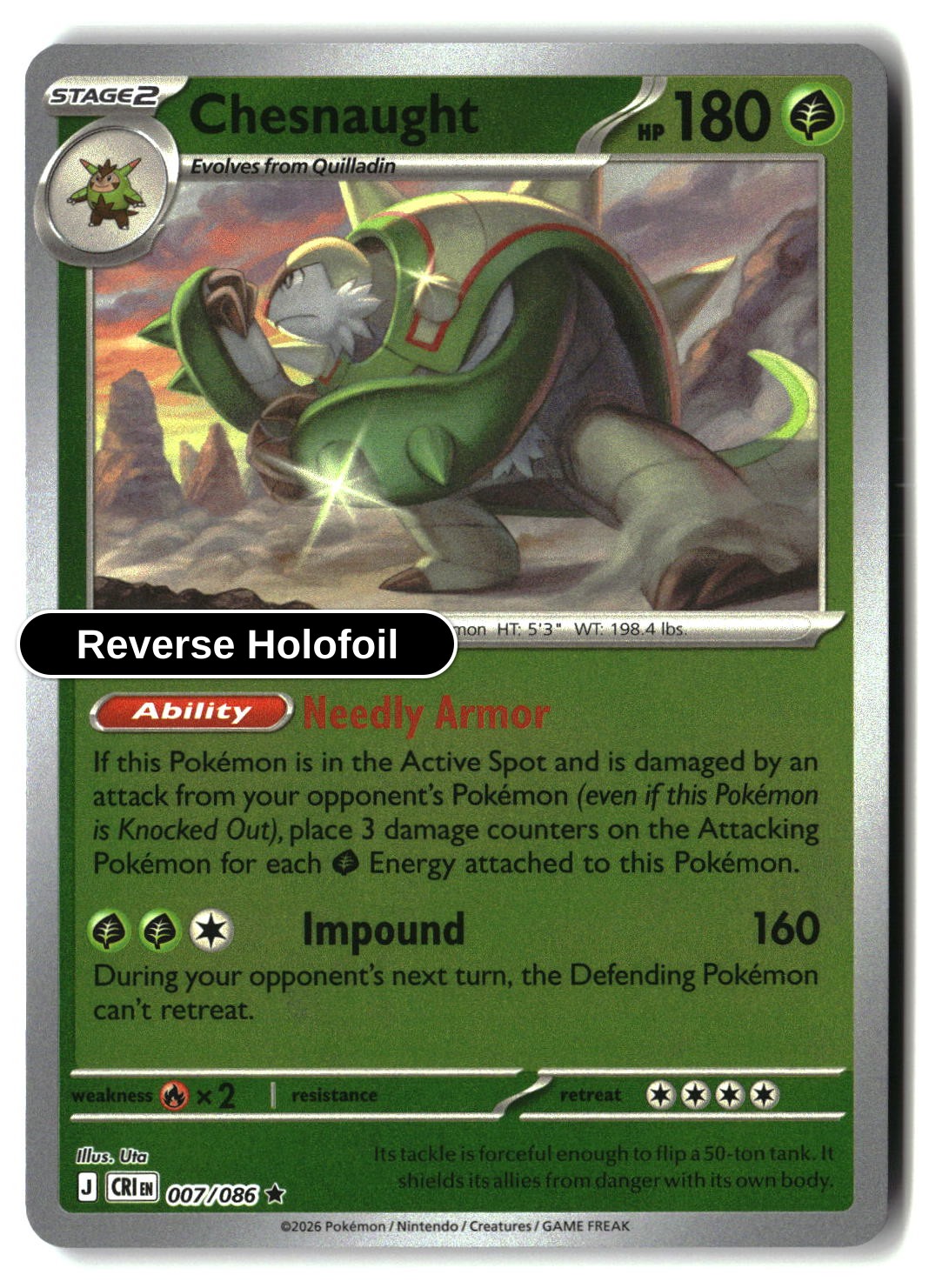 Chesnaught - 007/086 - [CRI - ME04: Chaos Rising] - Reverse Holofoil