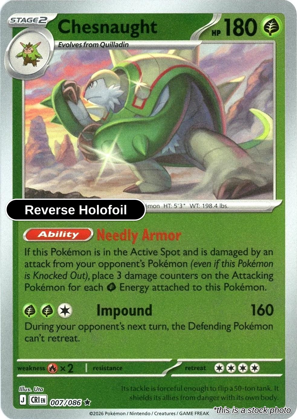 Chesnaught - 007/086 - [CRI - ME04: Chaos Rising] - Reverse Holofoil