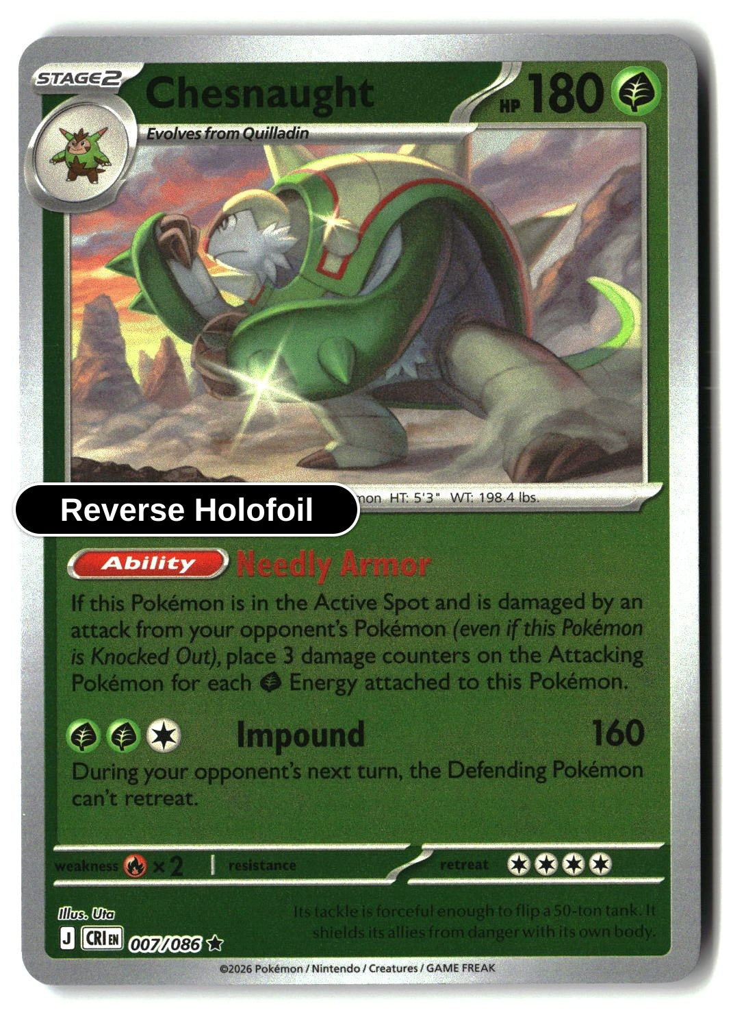 Chesnaught - 007/086 - [CRI - ME04: Chaos Rising] - Reverse Holofoil