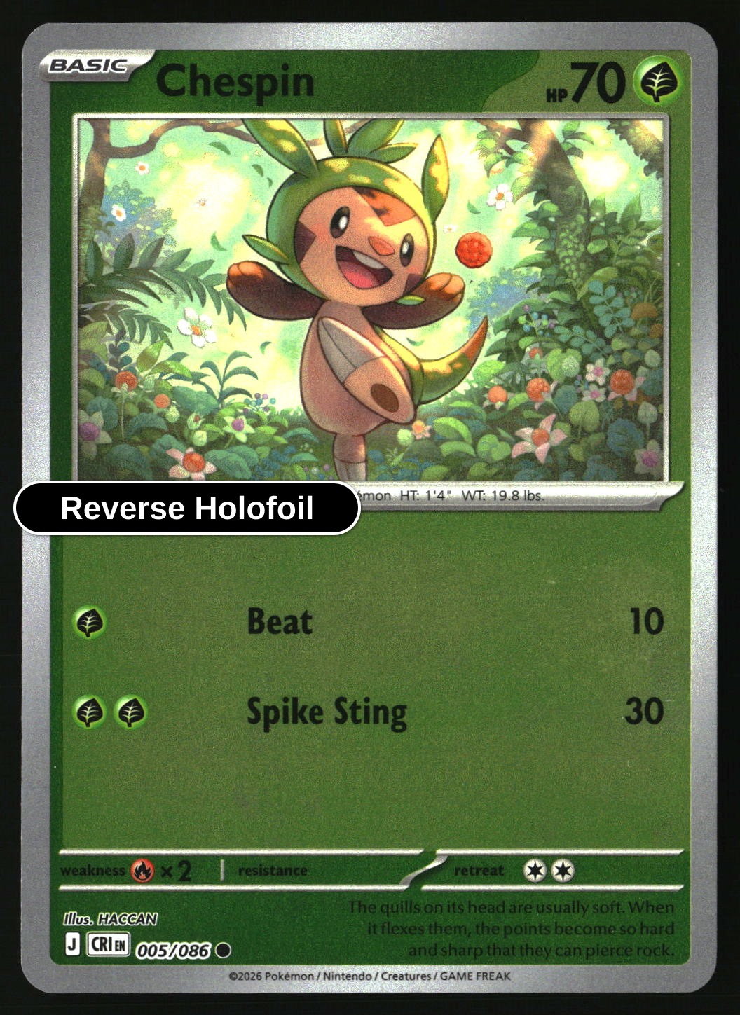Chespin - 005/086 - [CRI - ME04: Chaos Rising] - Reverse Holofoil