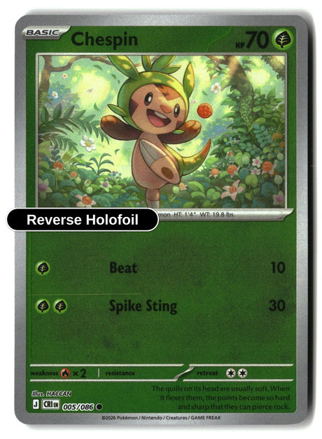 Chespin - 005/086 - [CRI - ME04: Chaos Rising] - Reverse Holofoil