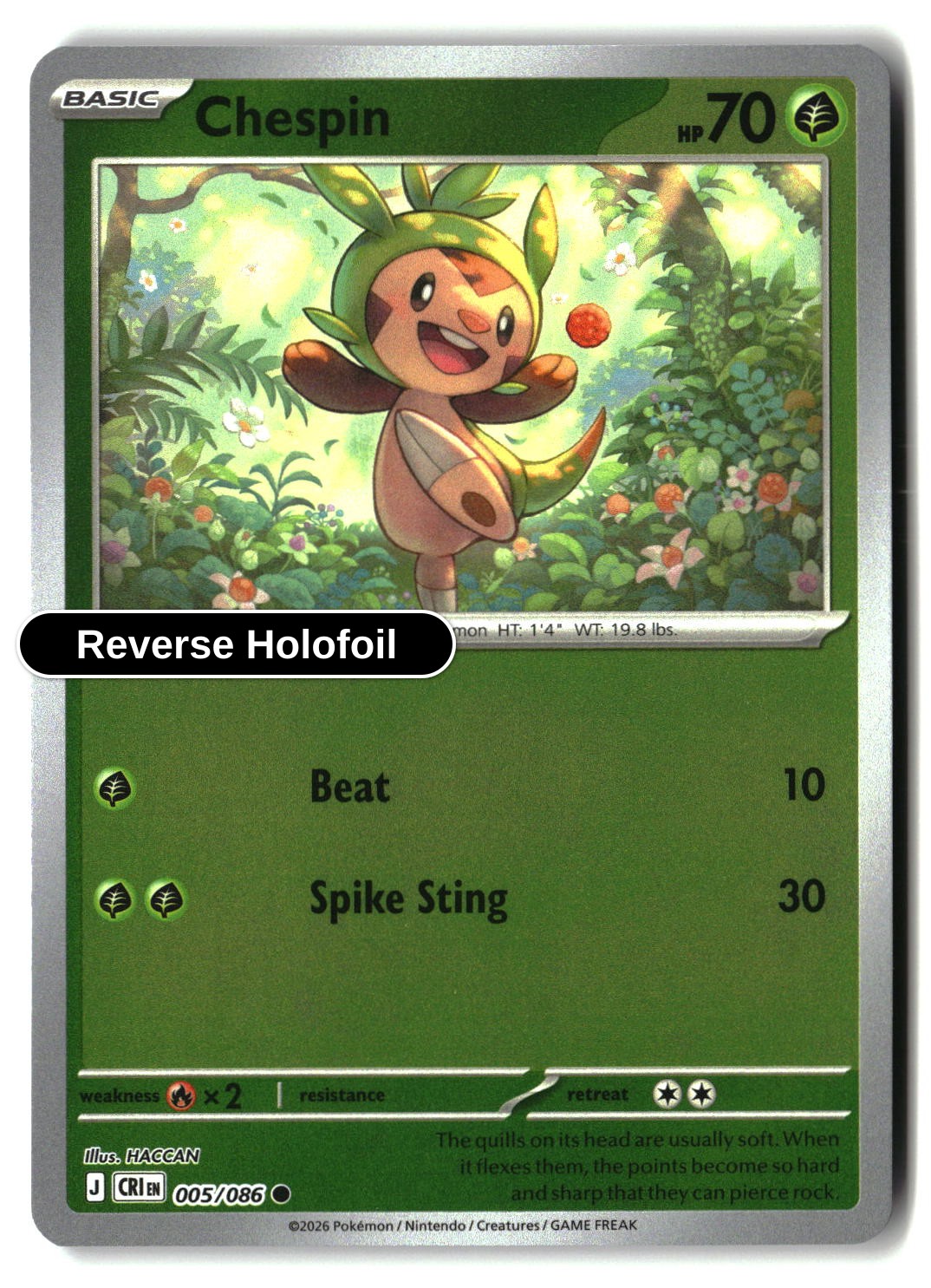 Chespin - 005/086 - [CRI - ME04: Chaos Rising] - Reverse Holofoil