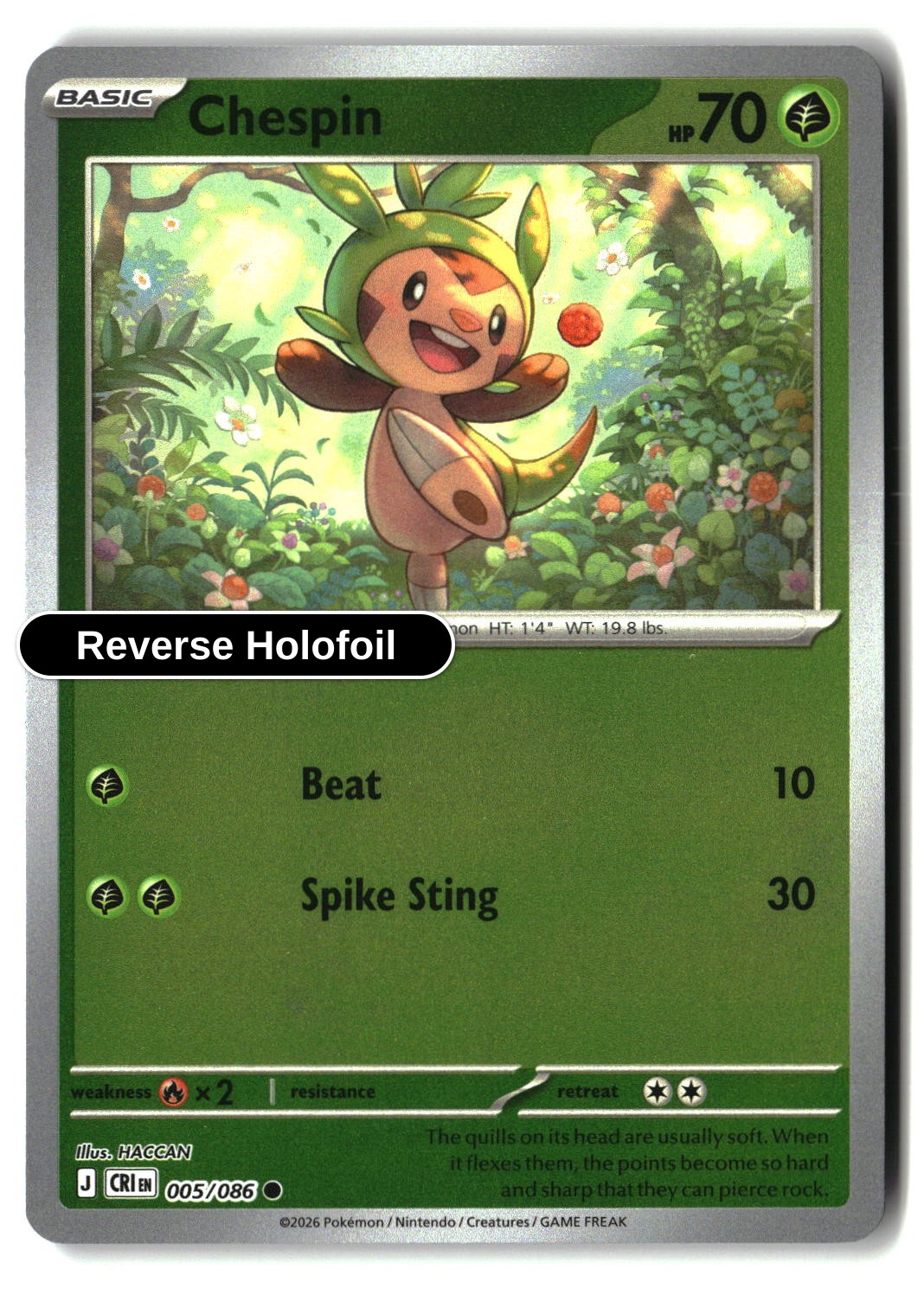 Chespin - 005/086 - [CRI - ME04: Chaos Rising] - Reverse Holofoil