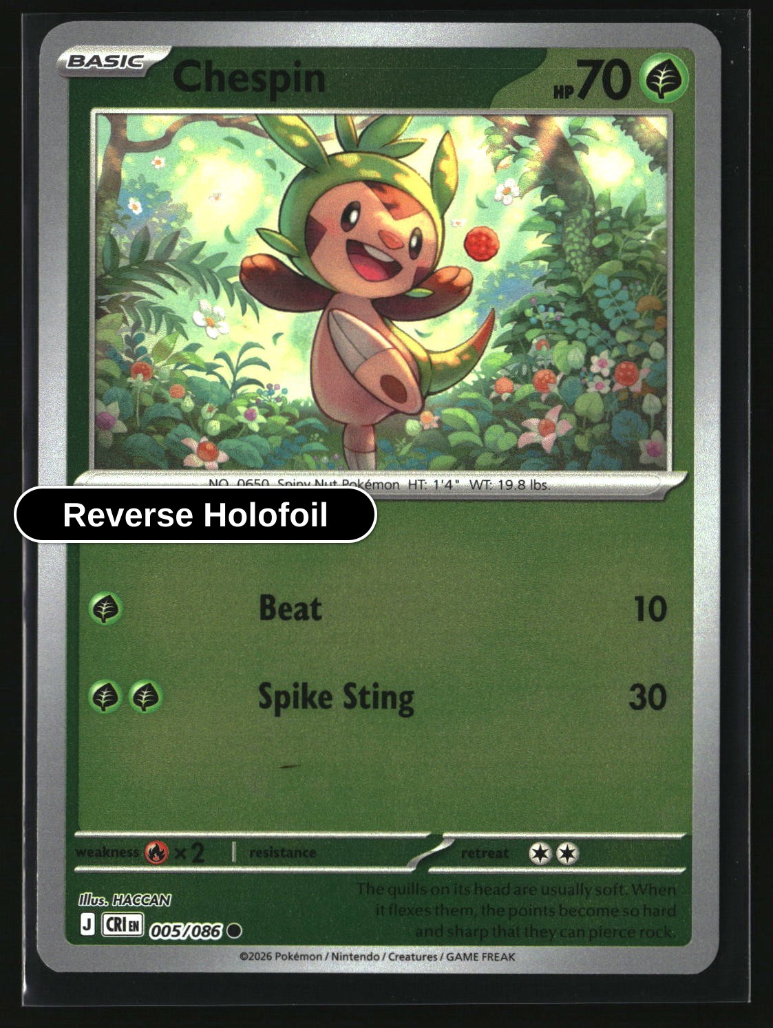 Chespin - 005/086 - [CRI - ME04: Chaos Rising] - Reverse Holofoil