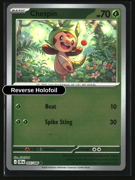 Chespin - 005/086 - [CRI - ME04: Chaos Rising] - Reverse Holofoil