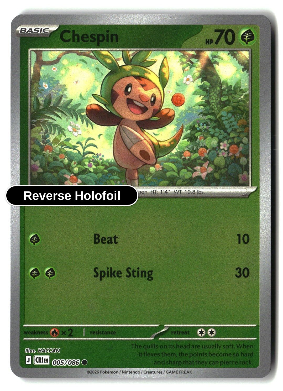 Chespin - 005/086 - [CRI - ME04: Chaos Rising] - Reverse Holofoil