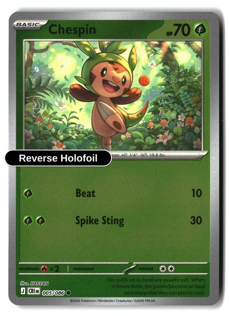 Chespin - 005/086 - [CRI - ME04: Chaos Rising] - Reverse Holofoil