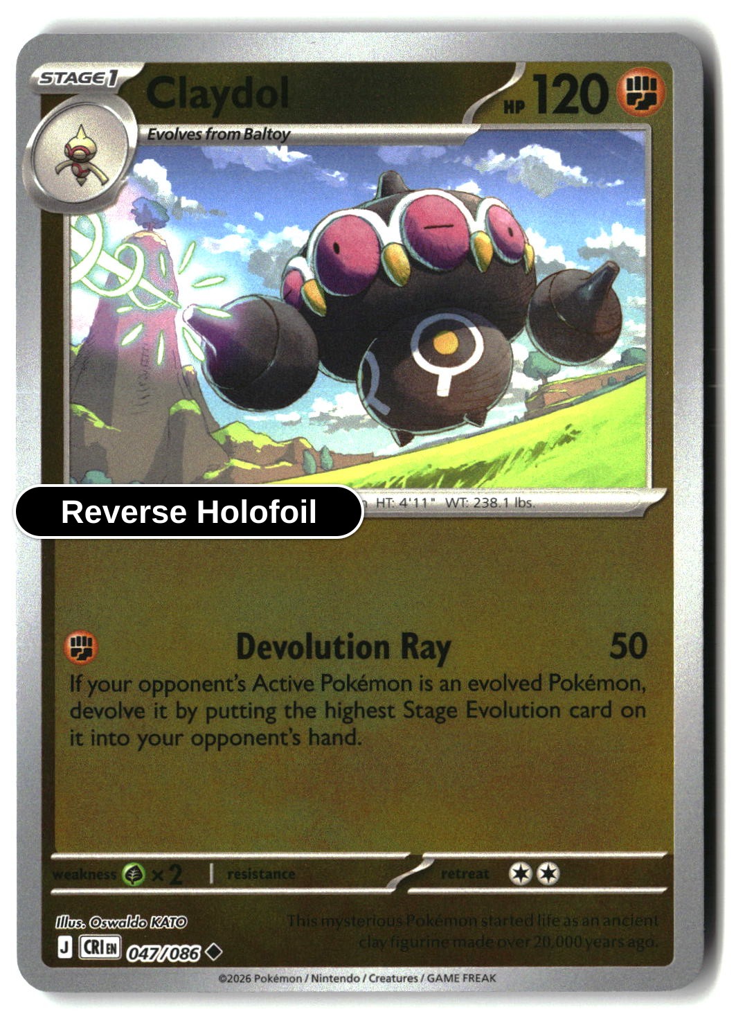 Claydol - 047/086 - [CRI - ME04: Chaos Rising] - Reverse Holofoil