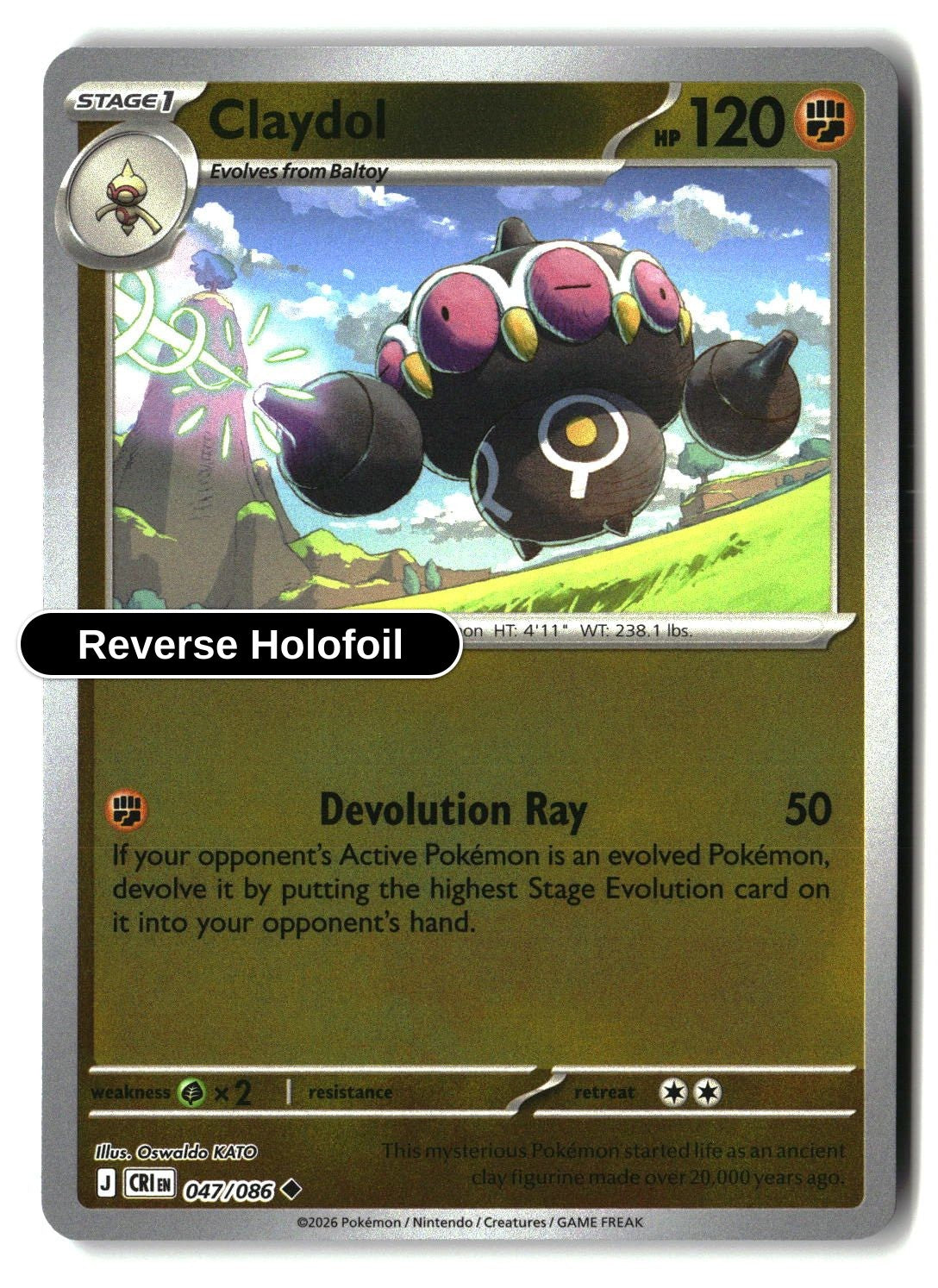 Claydol - 047/086 - [CRI - ME04: Chaos Rising] - Reverse Holofoil