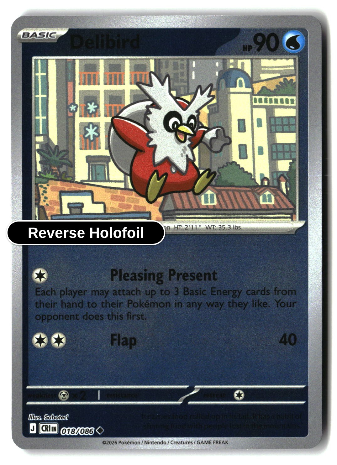 Delibird - 018/086 - [CRI - ME04: Chaos Rising] - Reverse Holofoil