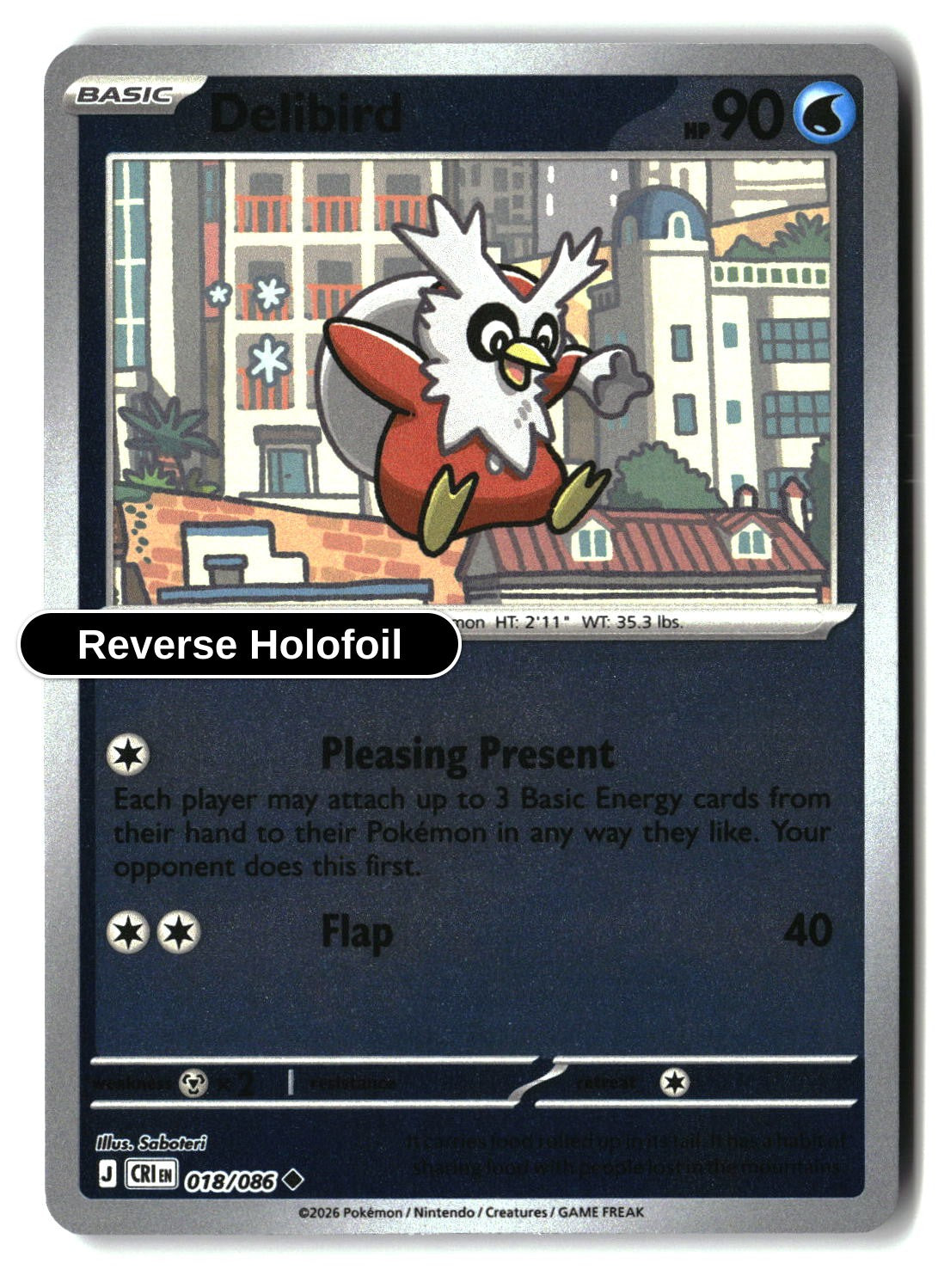 Delibird - 018/086 - [CRI - ME04: Chaos Rising] - Reverse Holofoil