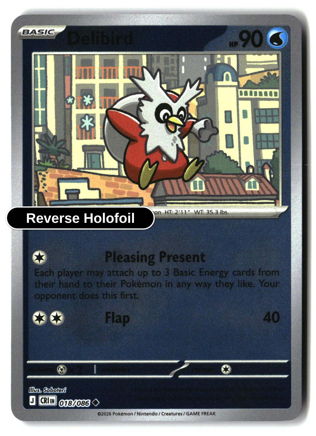 Delibird - 018/086 - [CRI - ME04: Chaos Rising] - Reverse Holofoil