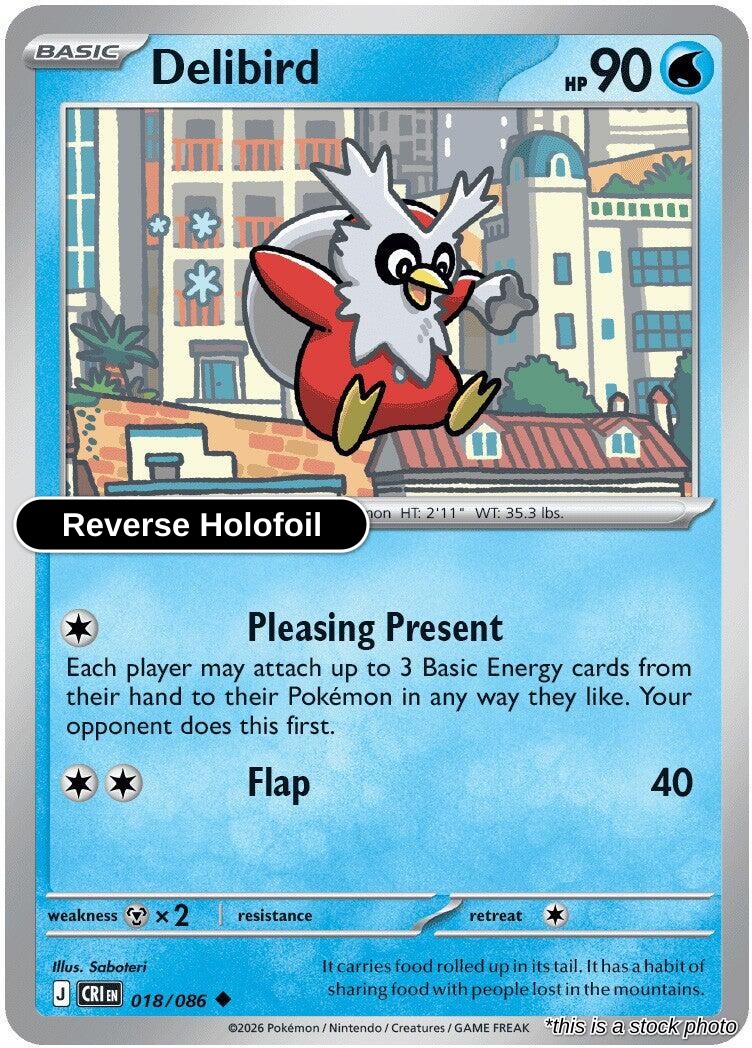 Delibird - 018/086 - [CRI - ME04: Chaos Rising] - Reverse Holofoil