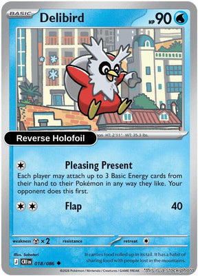 Delibird - 018/086 - [CRI - ME04: Chaos Rising] - Reverse Holofoil