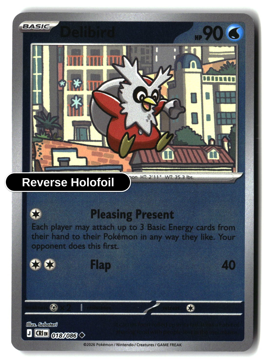 Delibird - 018/086 - [CRI - ME04: Chaos Rising] - Reverse Holofoil