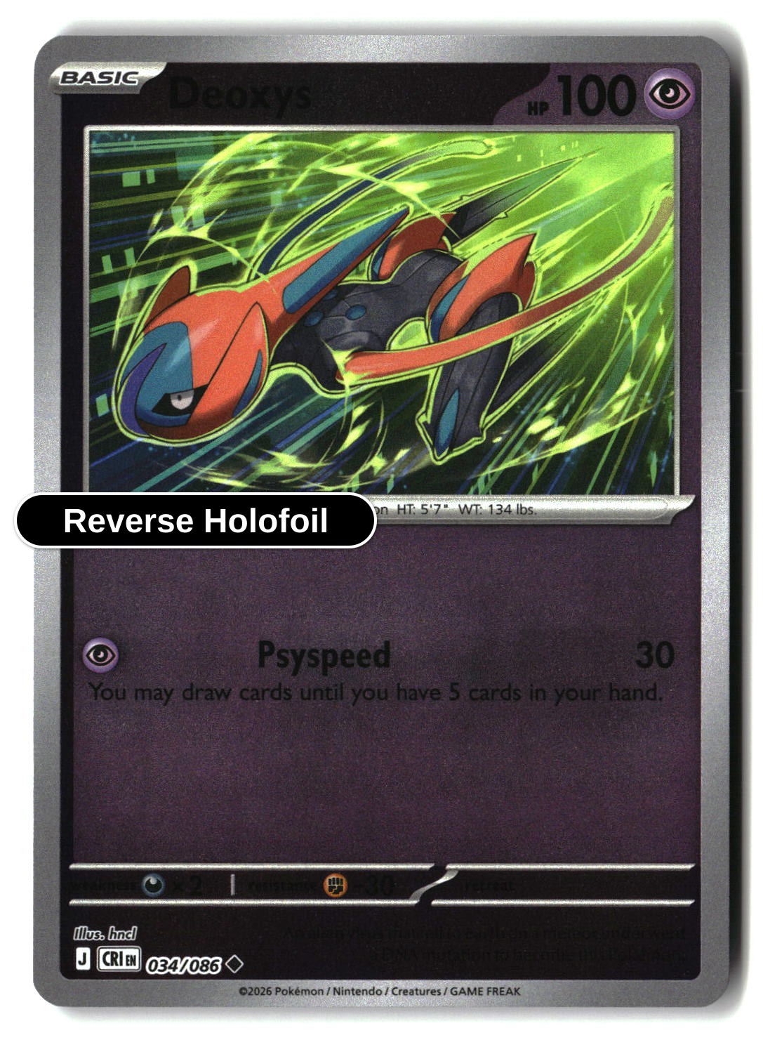 Deoxys - 034/086 - [CRI - ME04: Chaos Rising] - Reverse Holofoil
