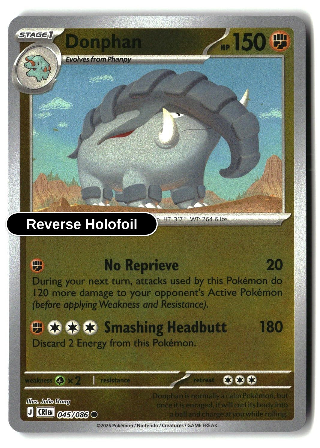 Donphan - 045/086 - [CRI - ME04: Chaos Rising] - Reverse Holofoil